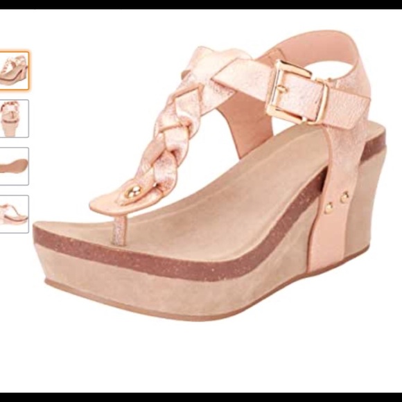 🚫SOLD🚫Rose Gold Toe Wedge Natural Cork-10 - Picture 2 of 4